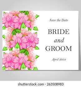 Wedding invitation cards with floral elements