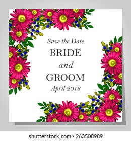 Wedding invitation cards with floral elements