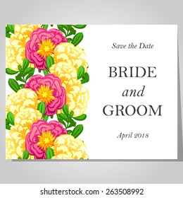 Wedding invitation cards with floral elements