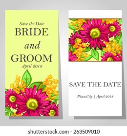 Wedding invitation cards with floral elements