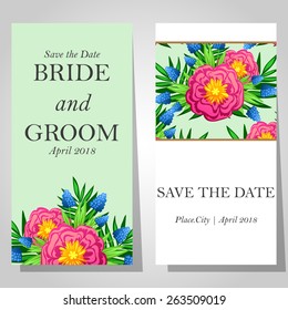 Wedding invitation cards with floral elements