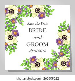 Wedding invitation cards with floral elements