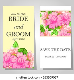 Wedding invitation cards with floral elements