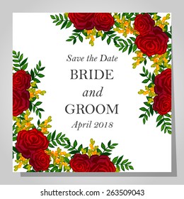 Wedding invitation cards with floral elements