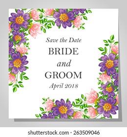 Wedding invitation cards with floral elements