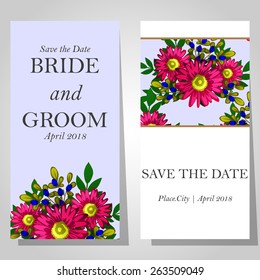 Wedding invitation cards with floral elements