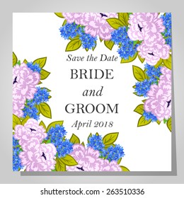 Wedding invitation cards with floral elements