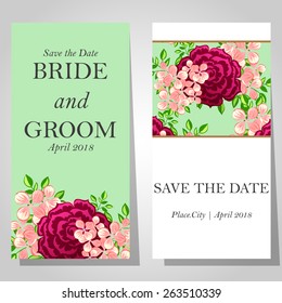 Wedding invitation cards with floral elements