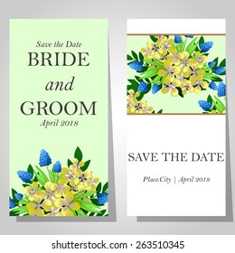 Wedding invitation cards with floral elements