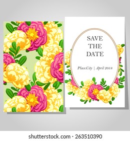 Wedding invitation cards with floral elements