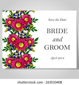 Wedding invitation cards with floral elements
