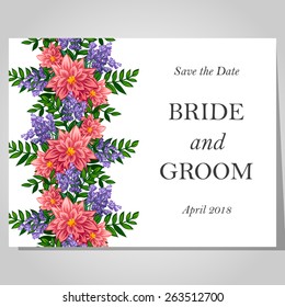 Wedding invitation cards with floral elements
