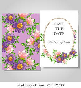 Wedding invitation cards with floral elements