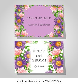 Wedding invitation cards with floral elements