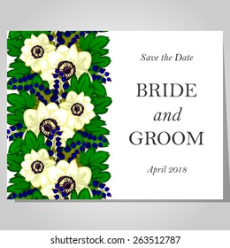 Wedding invitation cards with floral elements