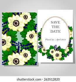 Wedding invitation cards with floral elements
