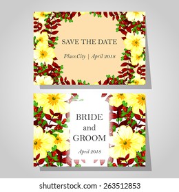 Wedding invitation cards with floral elements