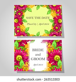 Wedding invitation cards with floral elements