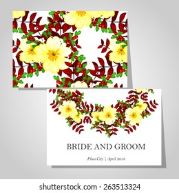Wedding invitation cards with floral elements