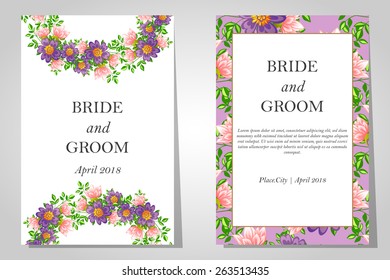Wedding invitation cards with floral elements