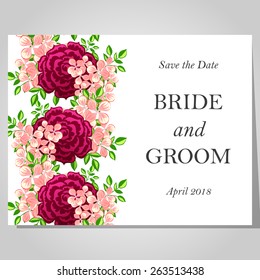 Wedding invitation cards with floral elements