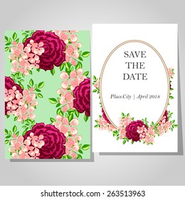 Wedding invitation cards with floral elements