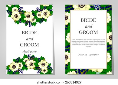 Wedding invitation cards with floral elements