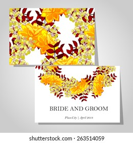 Wedding invitation cards with floral elements