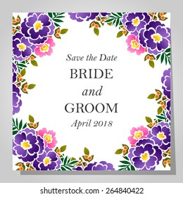 Wedding invitation cards with floral elements