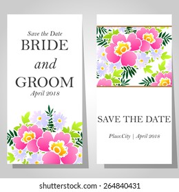 Wedding invitation cards with floral elements