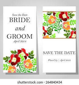 Wedding invitation cards with floral elements