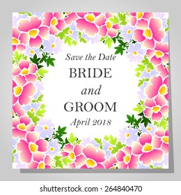 Wedding invitation cards with floral elements