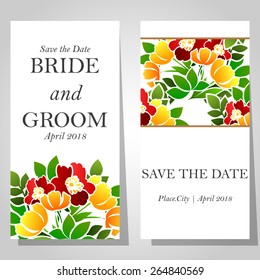 Wedding invitation cards with floral elements