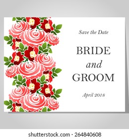 Wedding invitation cards with floral elements