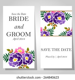 Wedding invitation cards with floral elements