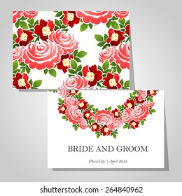 Wedding invitation cards with floral elements