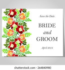 Wedding invitation cards with floral elements