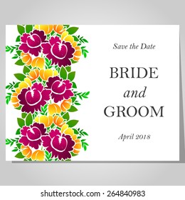 Wedding invitation cards with floral elements