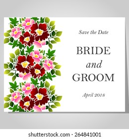 Wedding invitation cards with floral elements