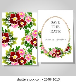Wedding invitation cards with floral elements