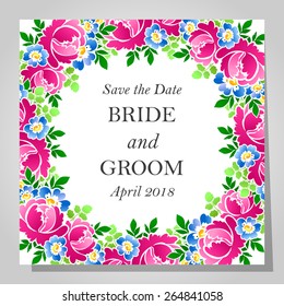 Wedding invitation cards with floral elements
