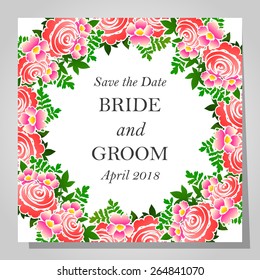 Wedding invitation cards with floral elements