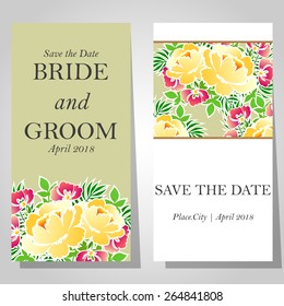Wedding invitation cards with floral elements