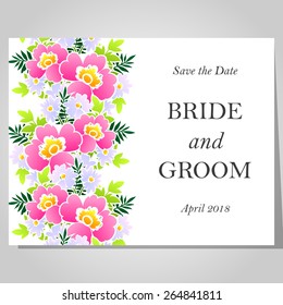 Wedding invitation cards with floral elements