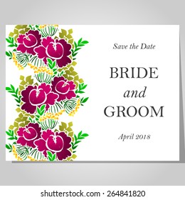 Wedding invitation cards with floral elements