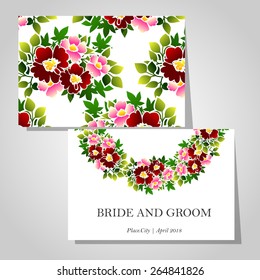 Wedding invitation cards with floral elements
