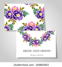 Wedding invitation cards with floral elements