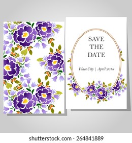Wedding invitation cards with floral elements
