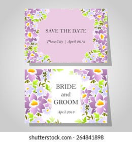 Wedding invitation cards with floral elements