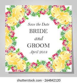 Wedding invitation cards with floral elements